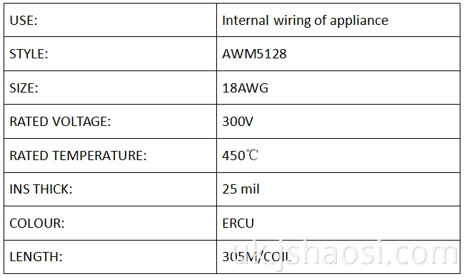 MICA загорнутий дріт AWM5128 18# ERCU Mica wrapped wire AWM5128 18# ERCU